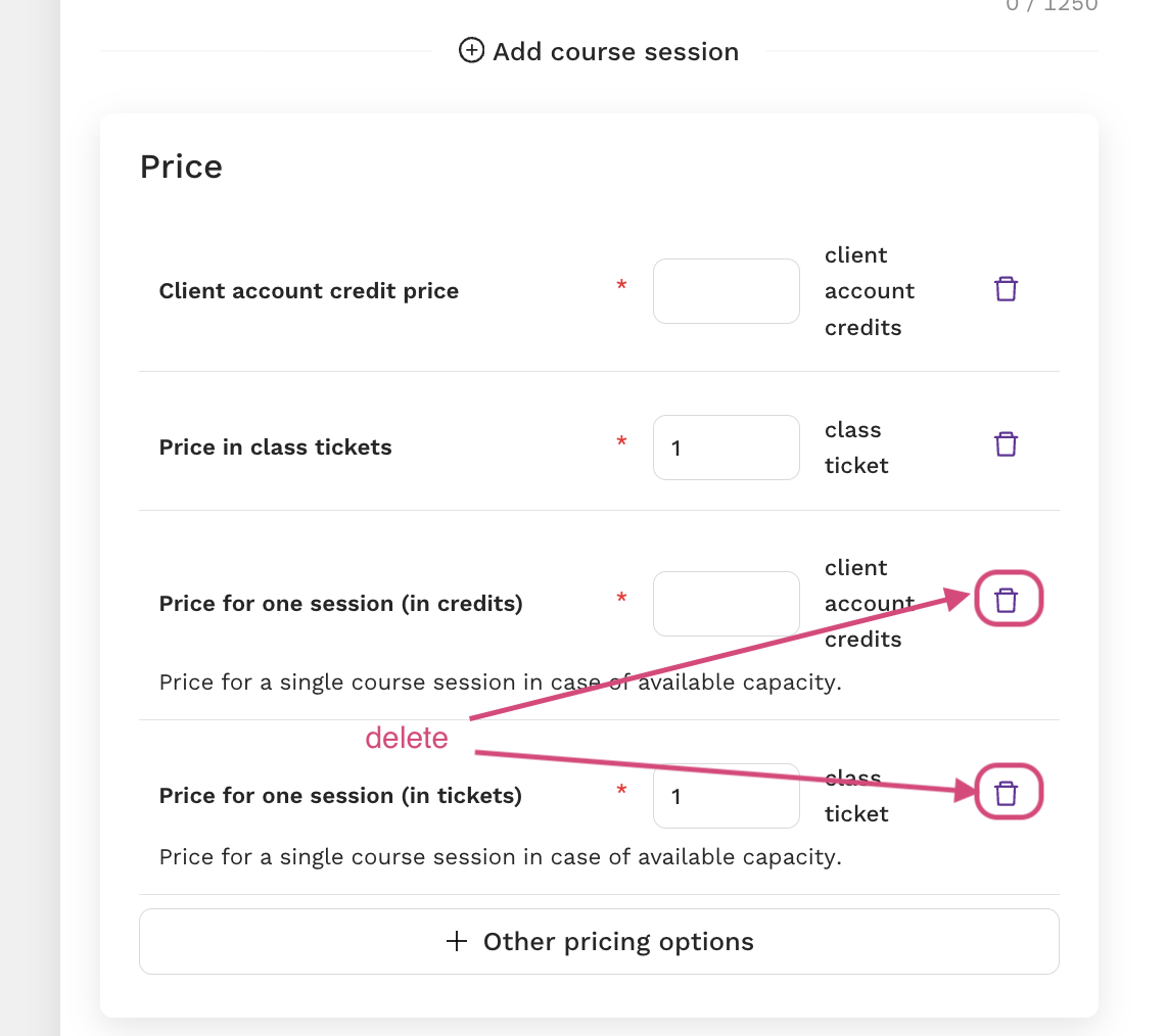 How to delete the option to sign up for available seats in a course