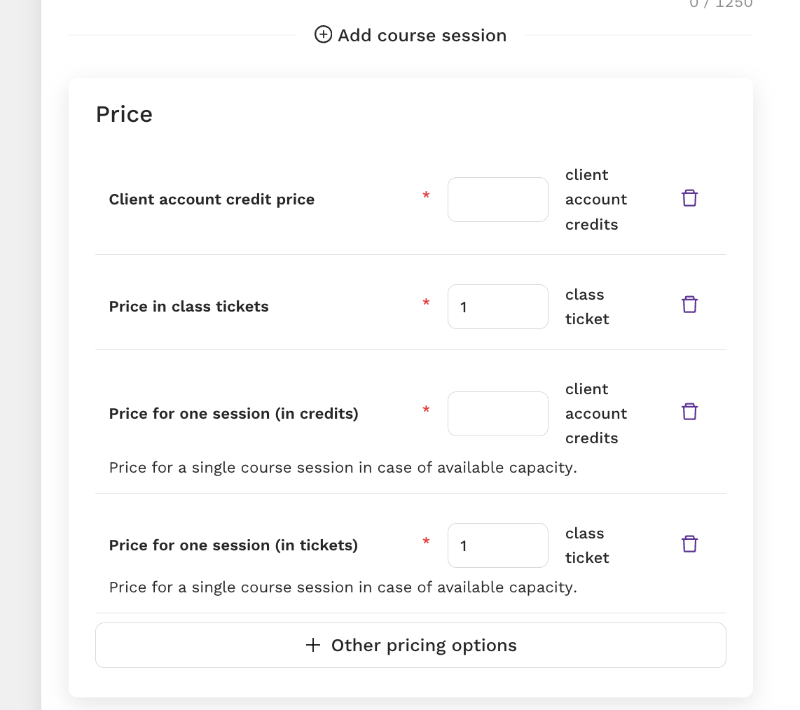 how to set the course price