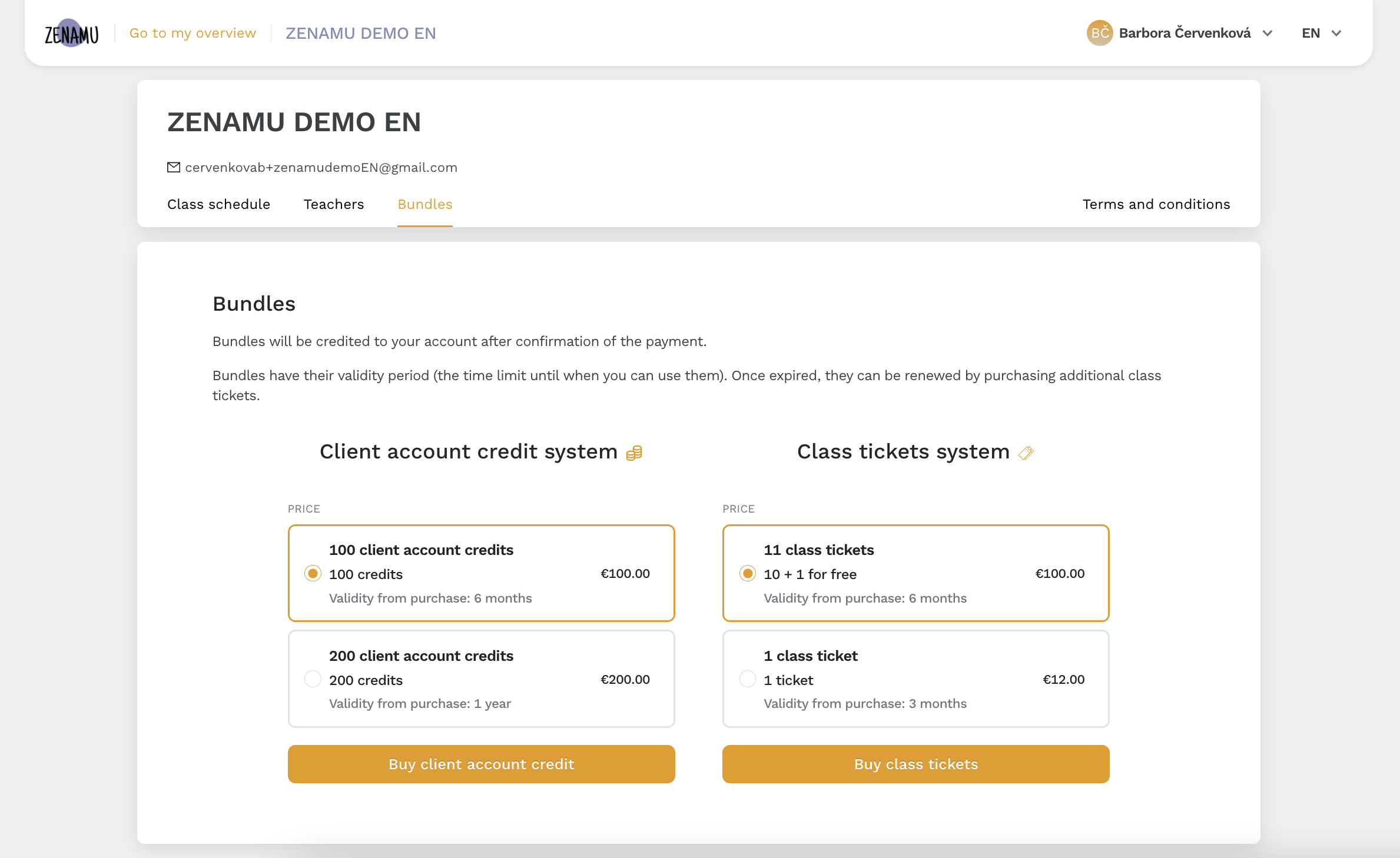 Credits and Passes - Schedule