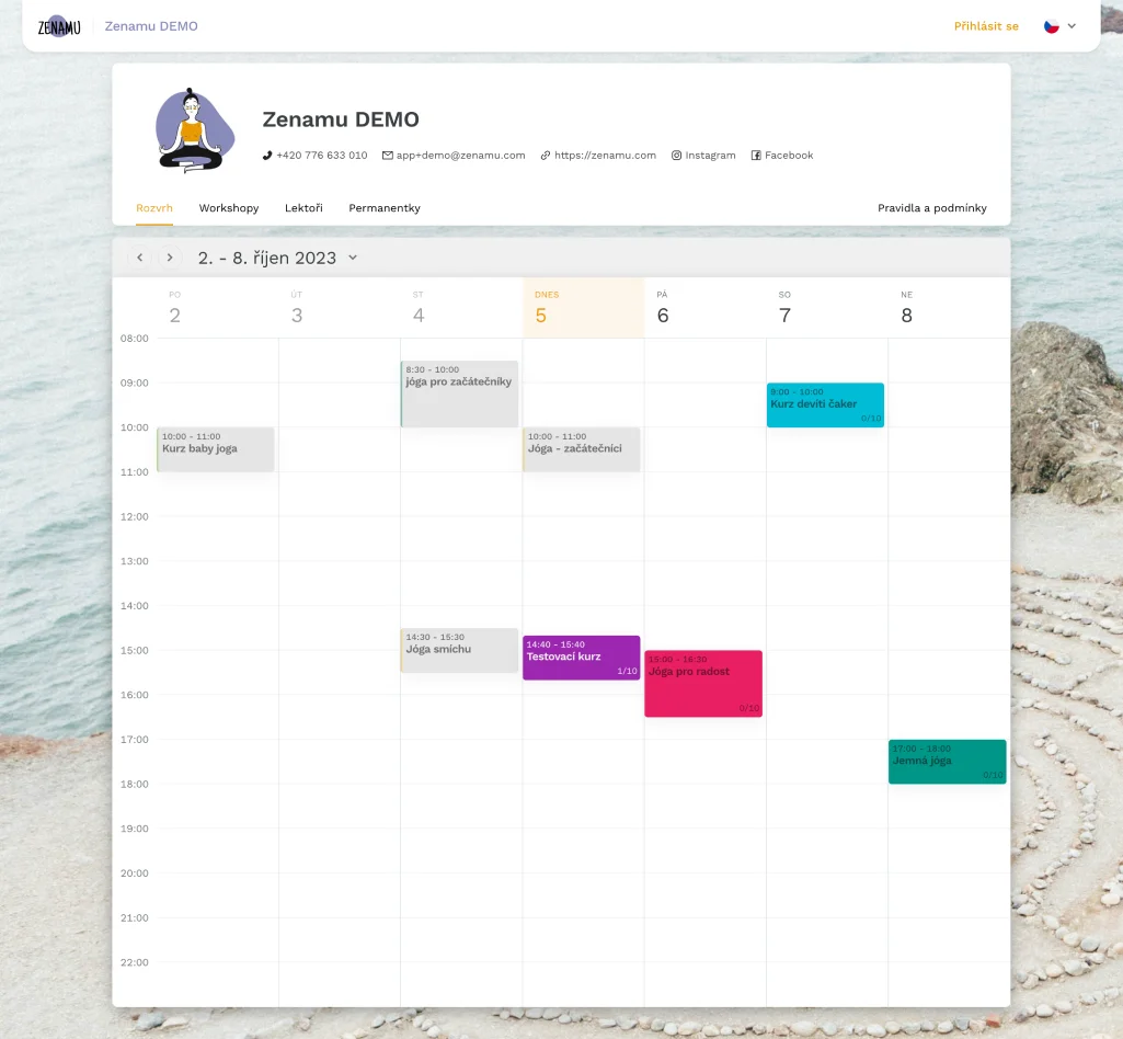 Example of a customized booking calendar