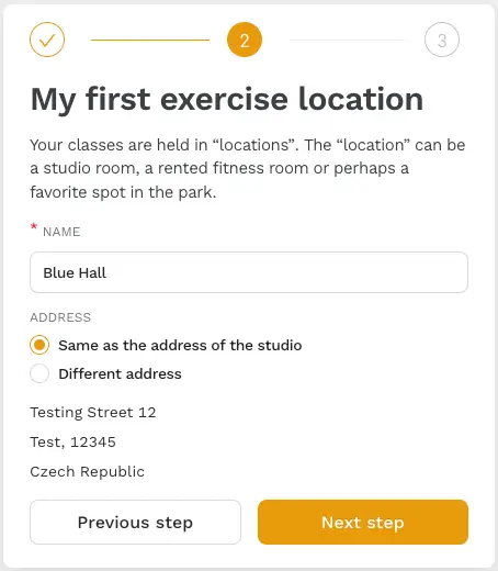 Yoga studio registration