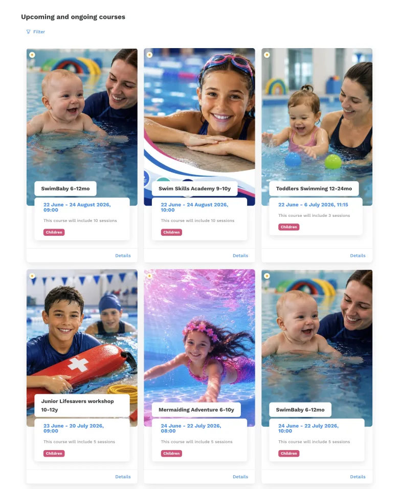 Swimming course listings in Zenamu