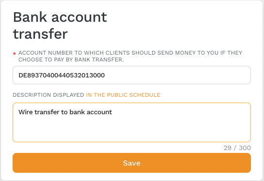 Bank Transfer Settings