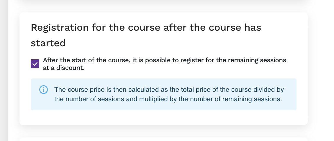 Habilitar inscripción para el resto del curso