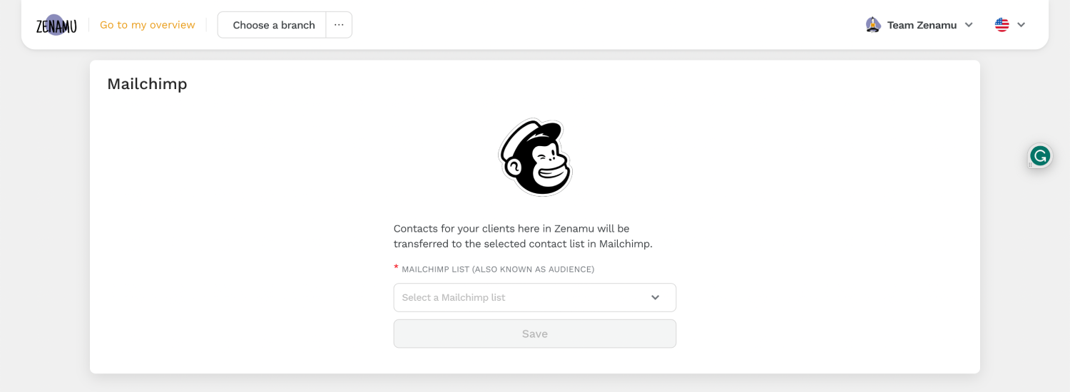 Select Mailchimp List