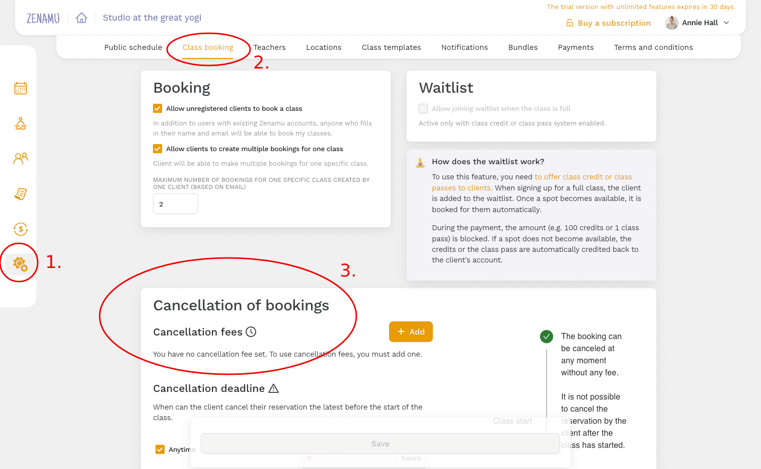 Cancellation Settings