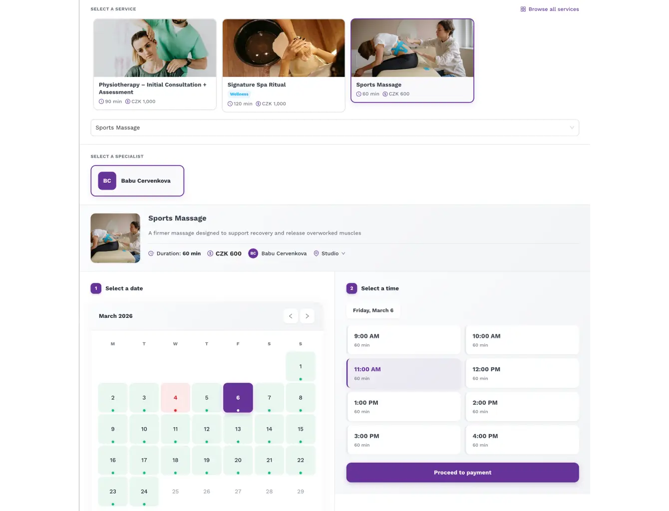 Appointment booking preview