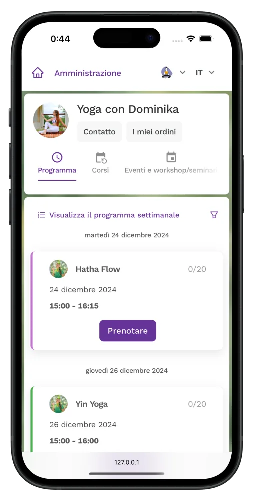 Sistema di prenotazione mobile Zenamu – prenotazioni online dal telefono