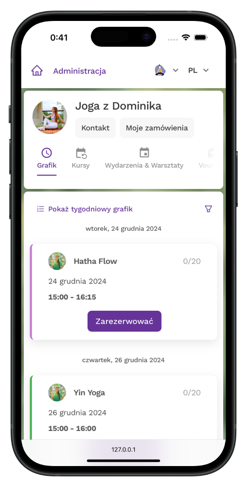 Aplikacja mobilna Zenamu do rezerwacji