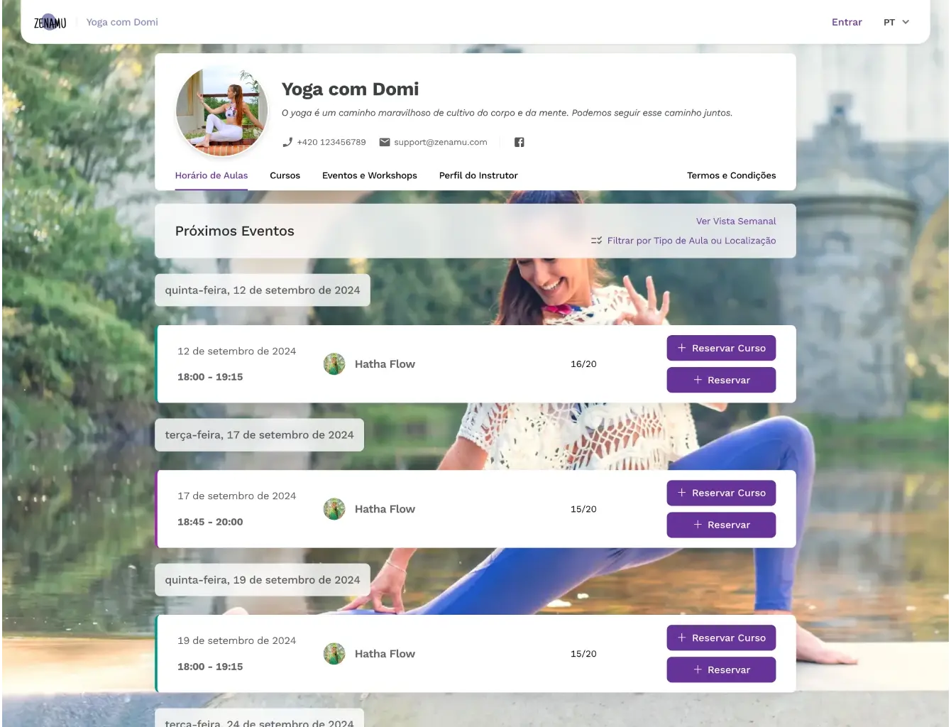 Página de Horários Personalizada