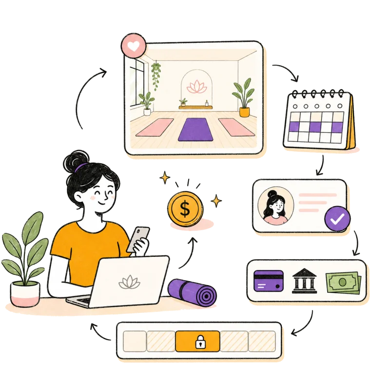 Studio rental booking and payment workflow